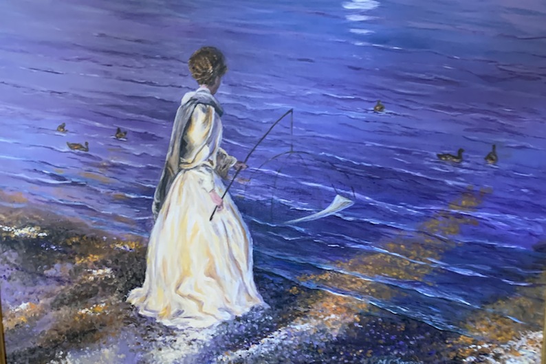 Marilyn Jessop| Remaster series|  Girl Fishing after JS Sargent| McAtamney Gallery and Design Store |Geraldine NZ